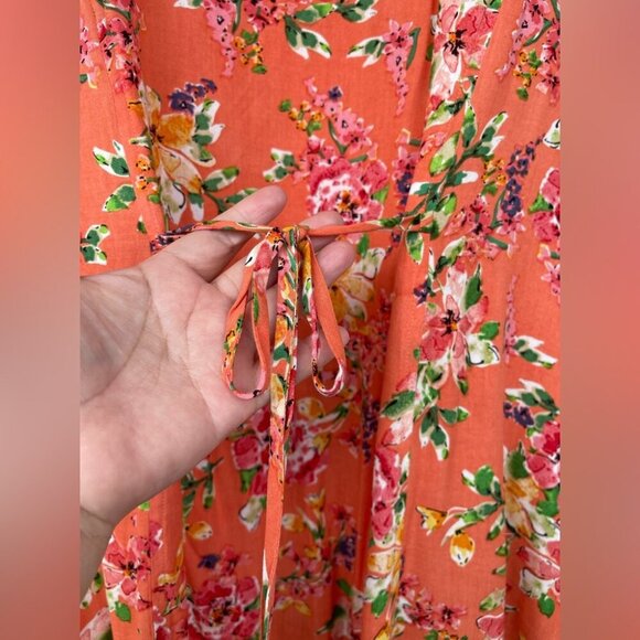 La Cera Button Front Short Sleeve coral floral print Dress  size 1X - Picture 8 of 10